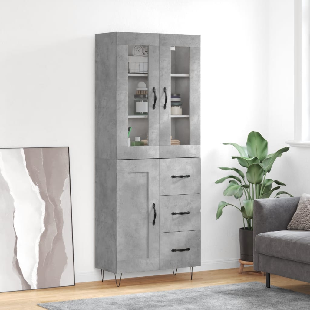 Highboard Concrete Grey 69.5 x 34 x 180 cm Particleboard