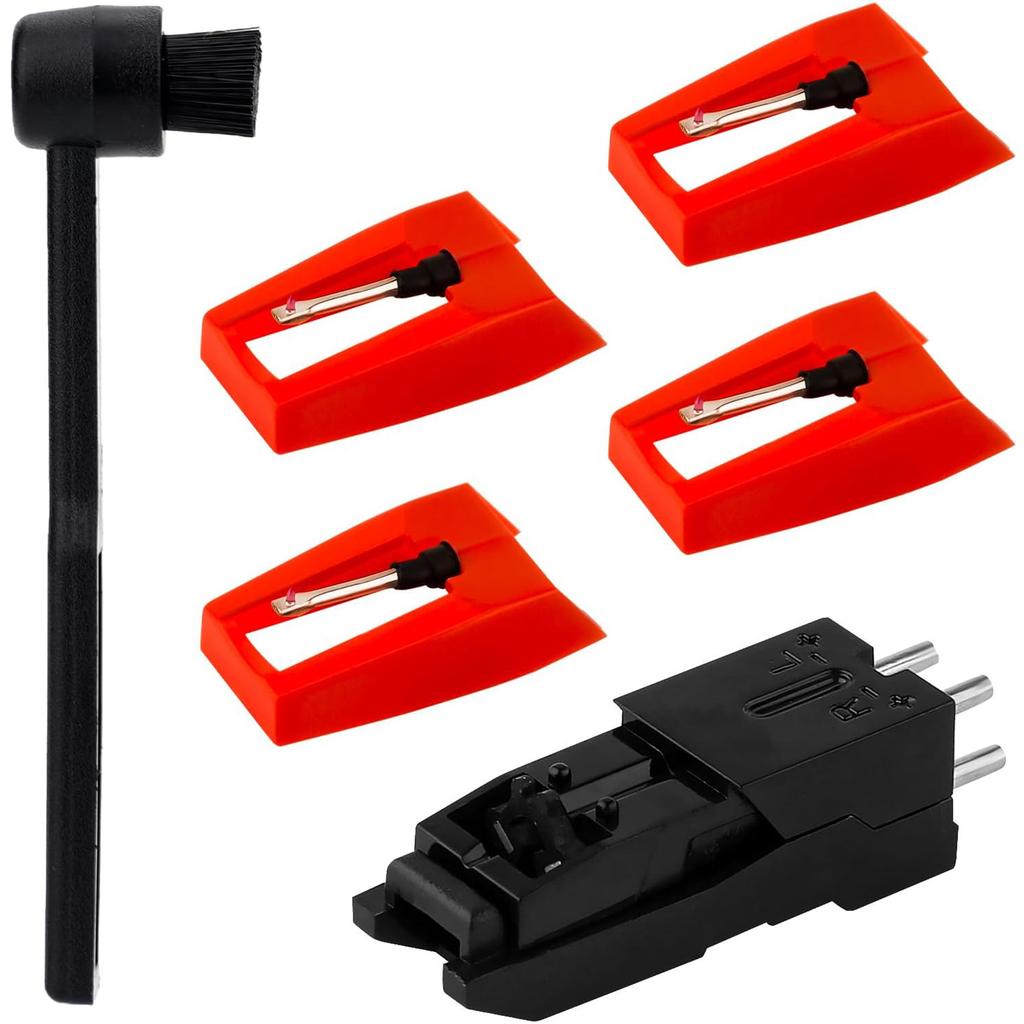 4 Pieces Diamond Stylus Needle Replacement Set with Cleaning Brush Record Player Needle for Turntable Record Players