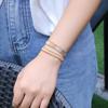 KELITCH Gorgeous Gold Mix Silver Bracelet Leather Handmade Beaded Cuff Bangle