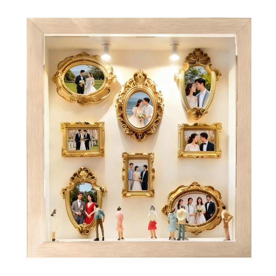 DIY Mini Photo Frame Box Lighted Memory Display Case Personalized Family Museum Silhouette Frame Kit