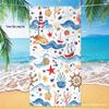 Quick-Dry Starfish & Shell Ultra-Fine Fiber Beach Towel with Double-Sided Fleece & Ocean Digital Print