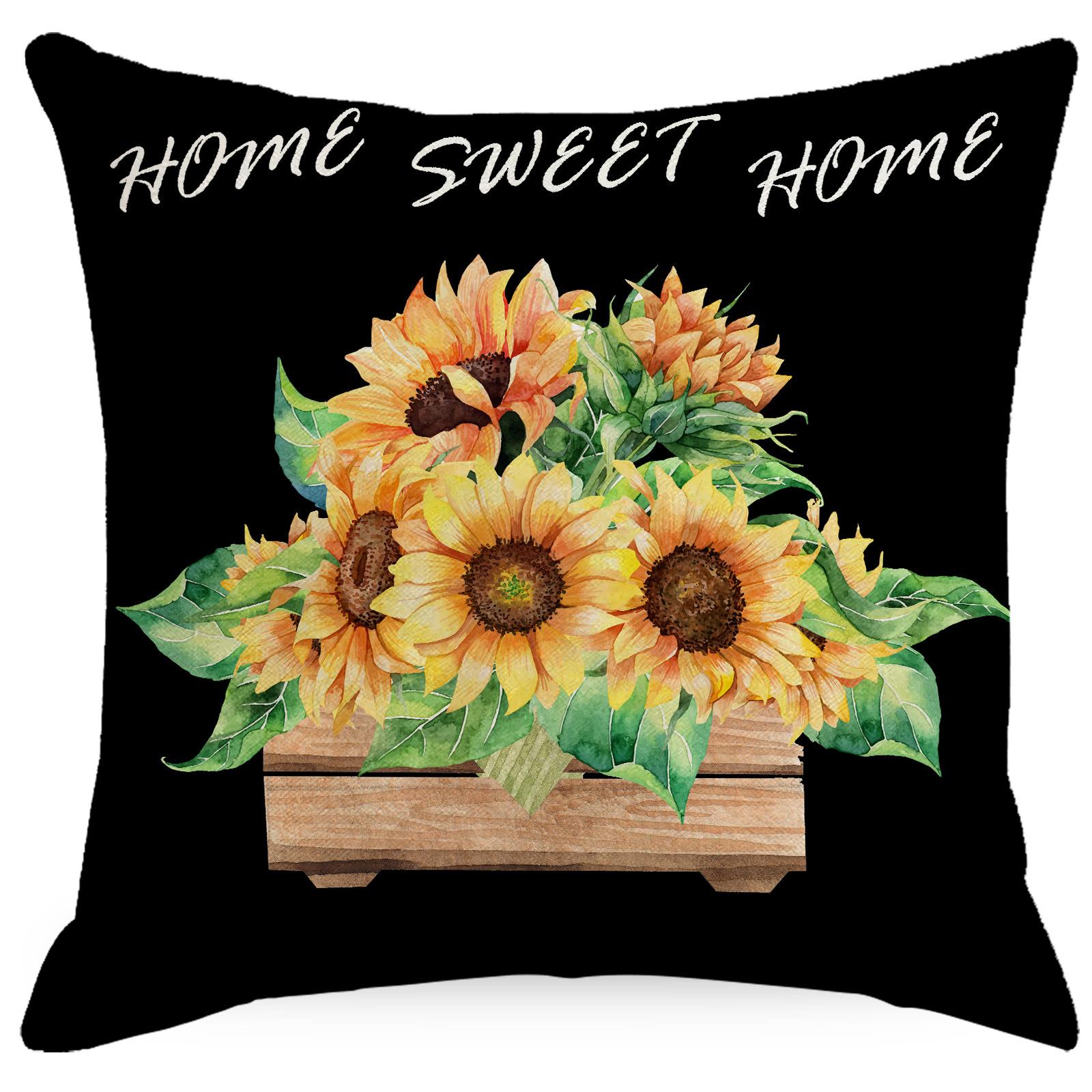 

Льняная наволочка с принтом подсолнухов, цветы, растения, домашняя подушка, чехол для подушки для автомобиля, дивана 45 * 45Cm without pillow core