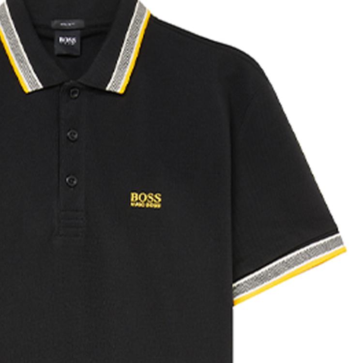 HUGO BOSS Polo Shirts Men's Black Polo Collar Moderate Straight Fit 50398302-016