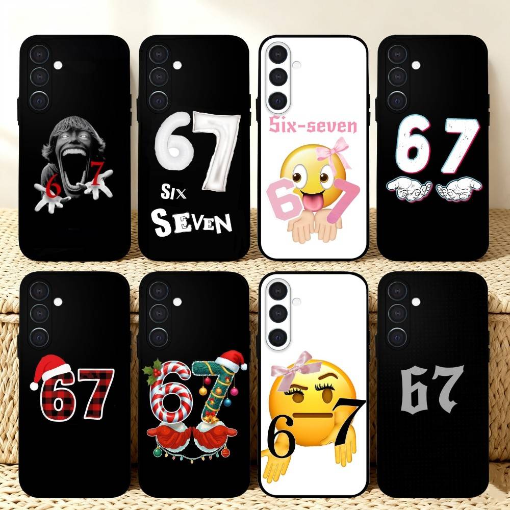 67 Six Seven Phone Case For Samsung A73,72,71,53,52,51,22,91,80, Soft Black Cover