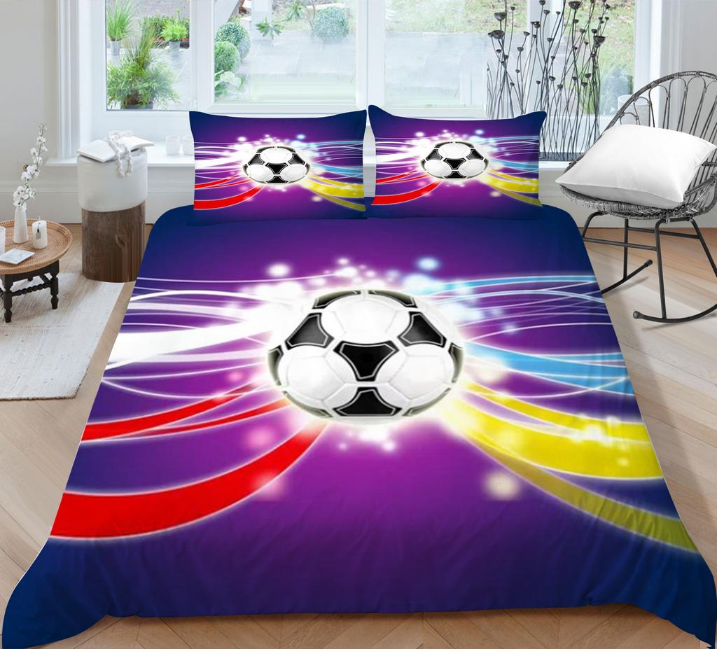 Quilt Cover Pillowcase Two Or Three-Piece Football Series 3D Digital Printing Polyester