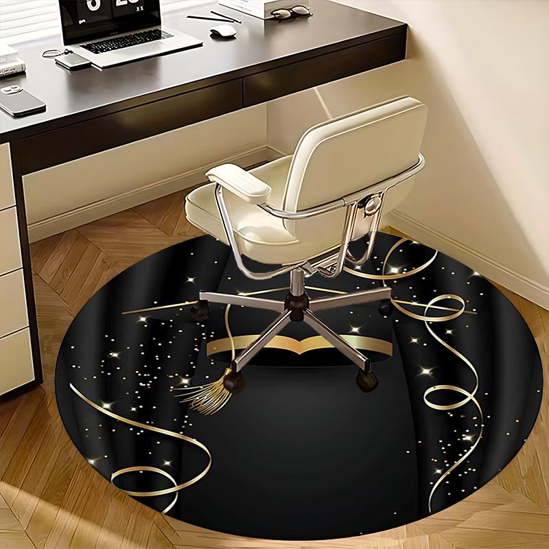 Golden Graduation Cap Chair Mat Luxury Home Decor, Office Carpet, Sofa Rug, Gift for Graduates, Suitable for Bedrooms, Living Rooms, Various Rooms