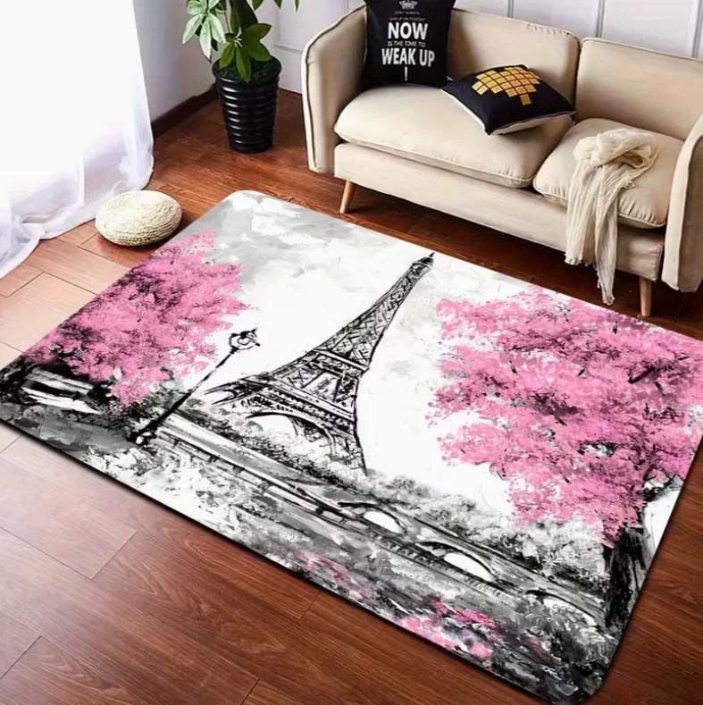1pc Eiffel Tower Pattern Area Mat IndoorOutdoor Comfortable Mat for Living Room, Kitchen, Home, Office, Laundry Room Carpets