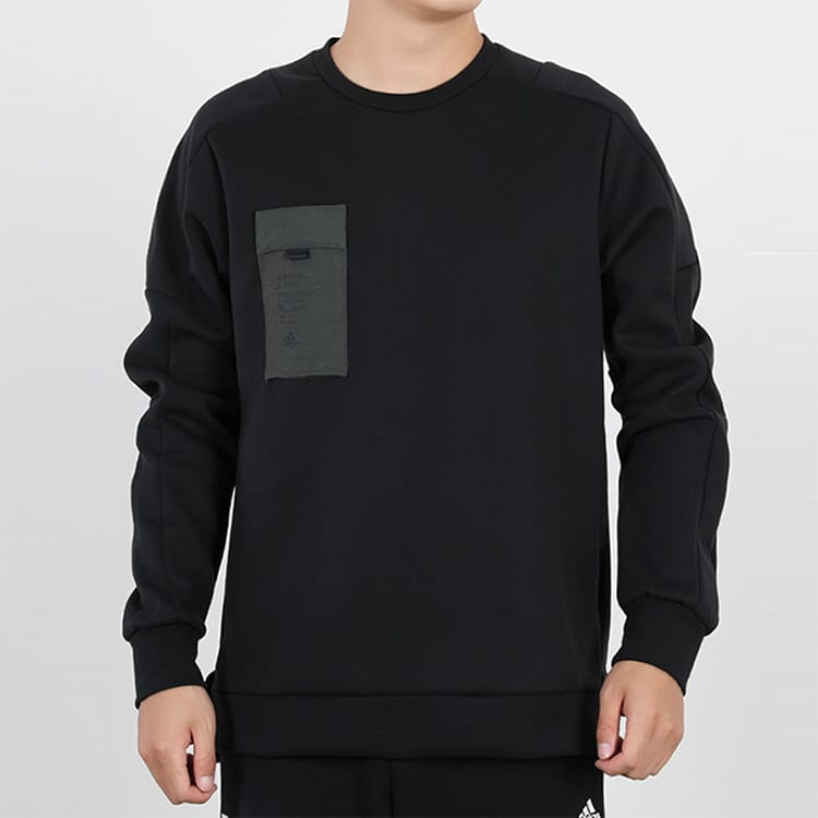 adidas Sweatshirts Men's Black Crew Neck Moderate Regular GM4422