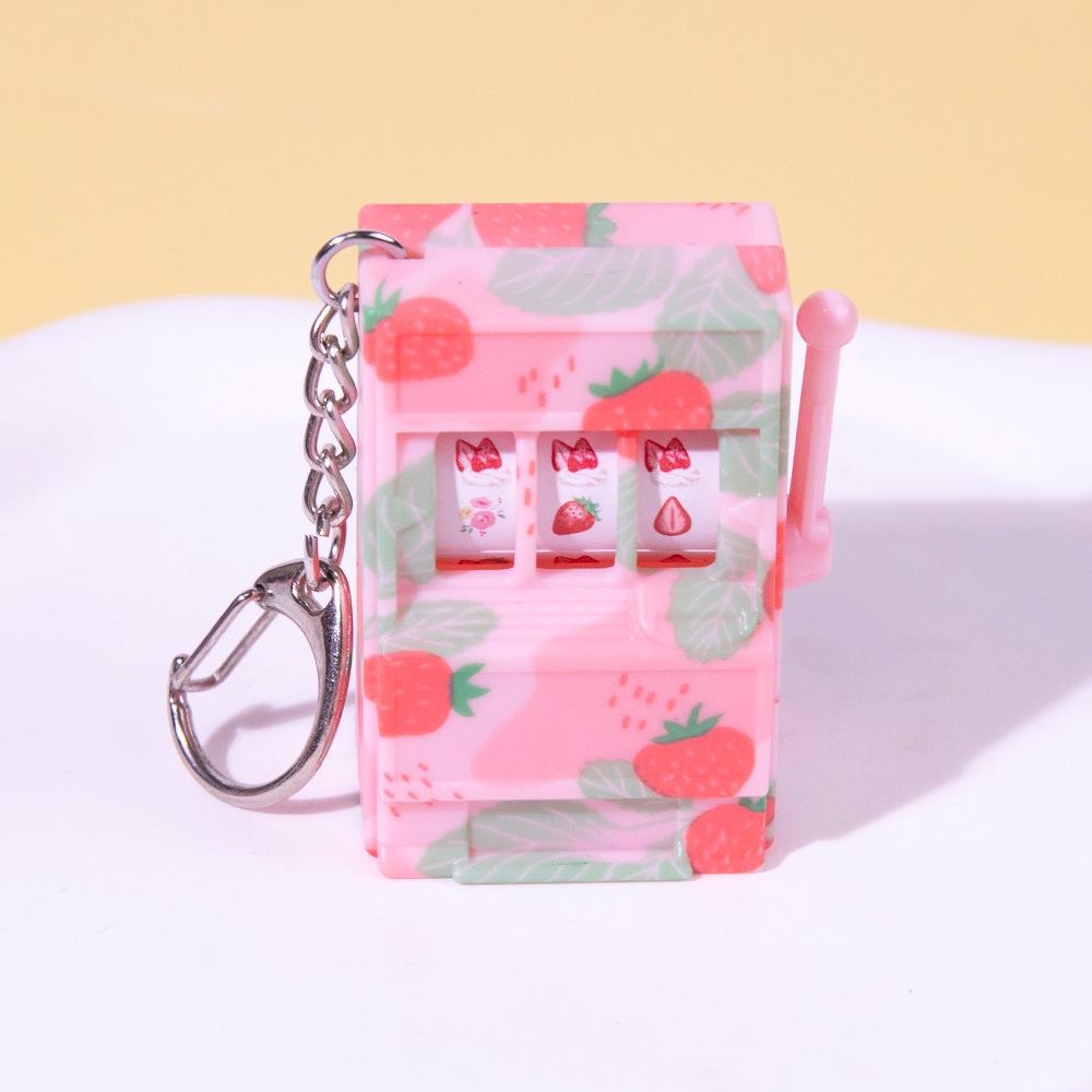 Retro Joystick Fruit Machine Keychain: Playable Spin Wheel Pendant Toy