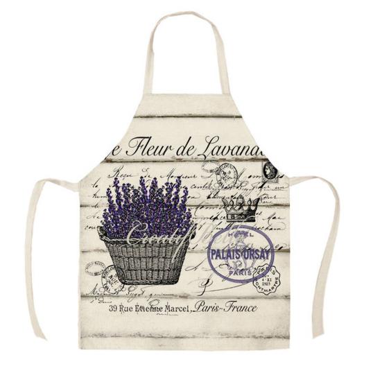 Sleeveless Apron Stain Repellent Linen Strong Absorbent Cactus Pattern Cooking Bib Kitchen Supplies