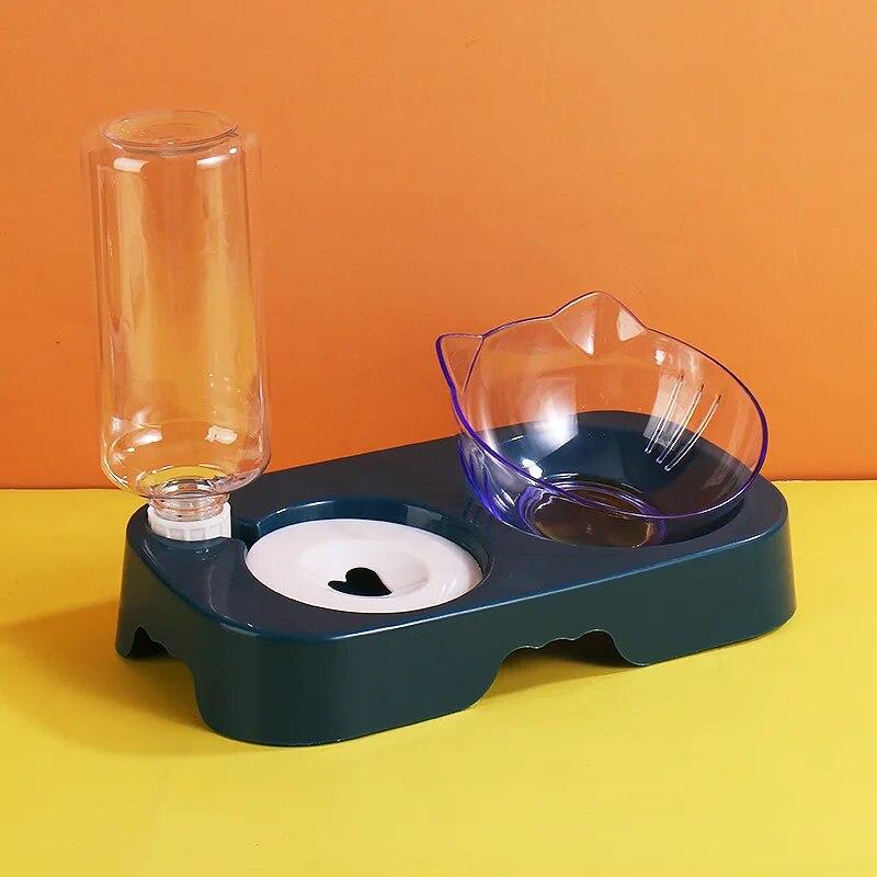Pet Dog Bowl Automatic Feeder Cat Food Bowl with Water Fountain Bowl Drinking Raised Stand Dish Bowls Cat Food and Water Dush