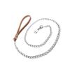 Metal Dog Leash Training Collar Rope   Strap with PU Handle (Brown)