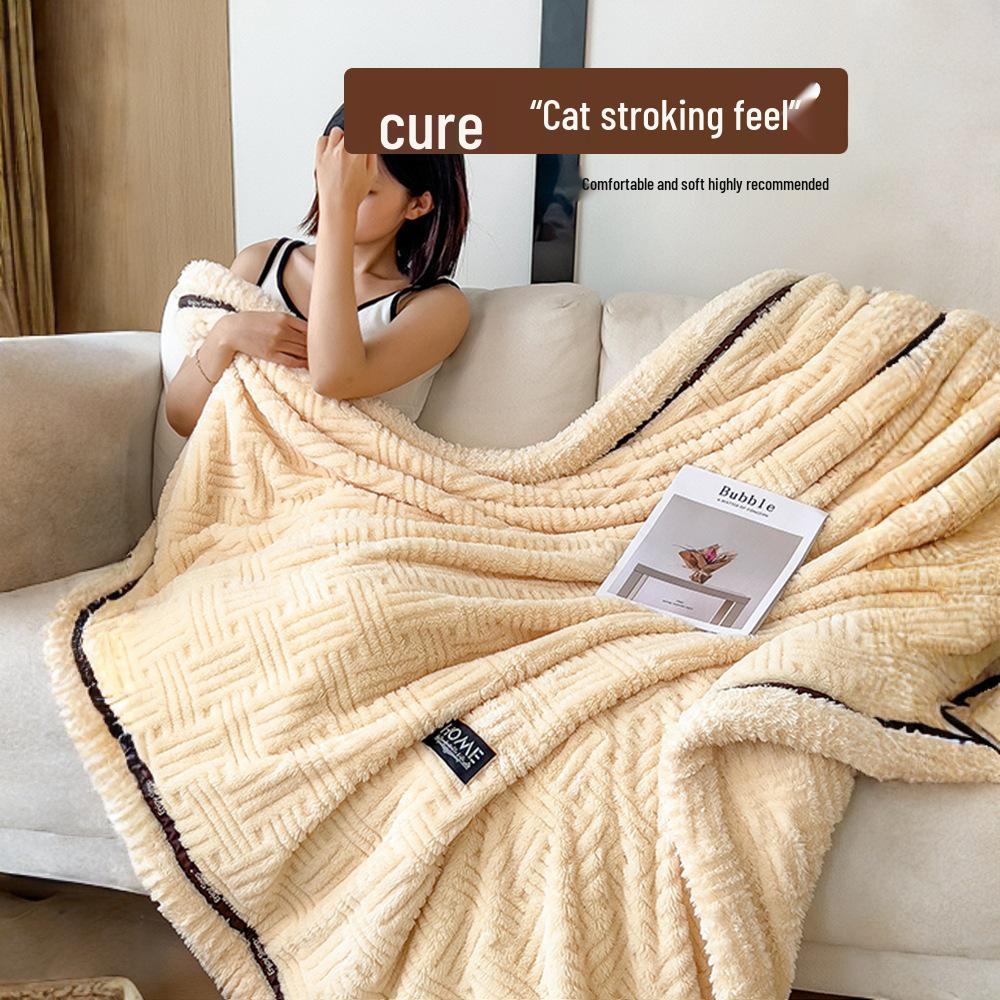 Thickened Winter Coral Fleece Blanket for Office, Sofa, or Bed - Cozy Nap Shawl & Air Conditioning Cover