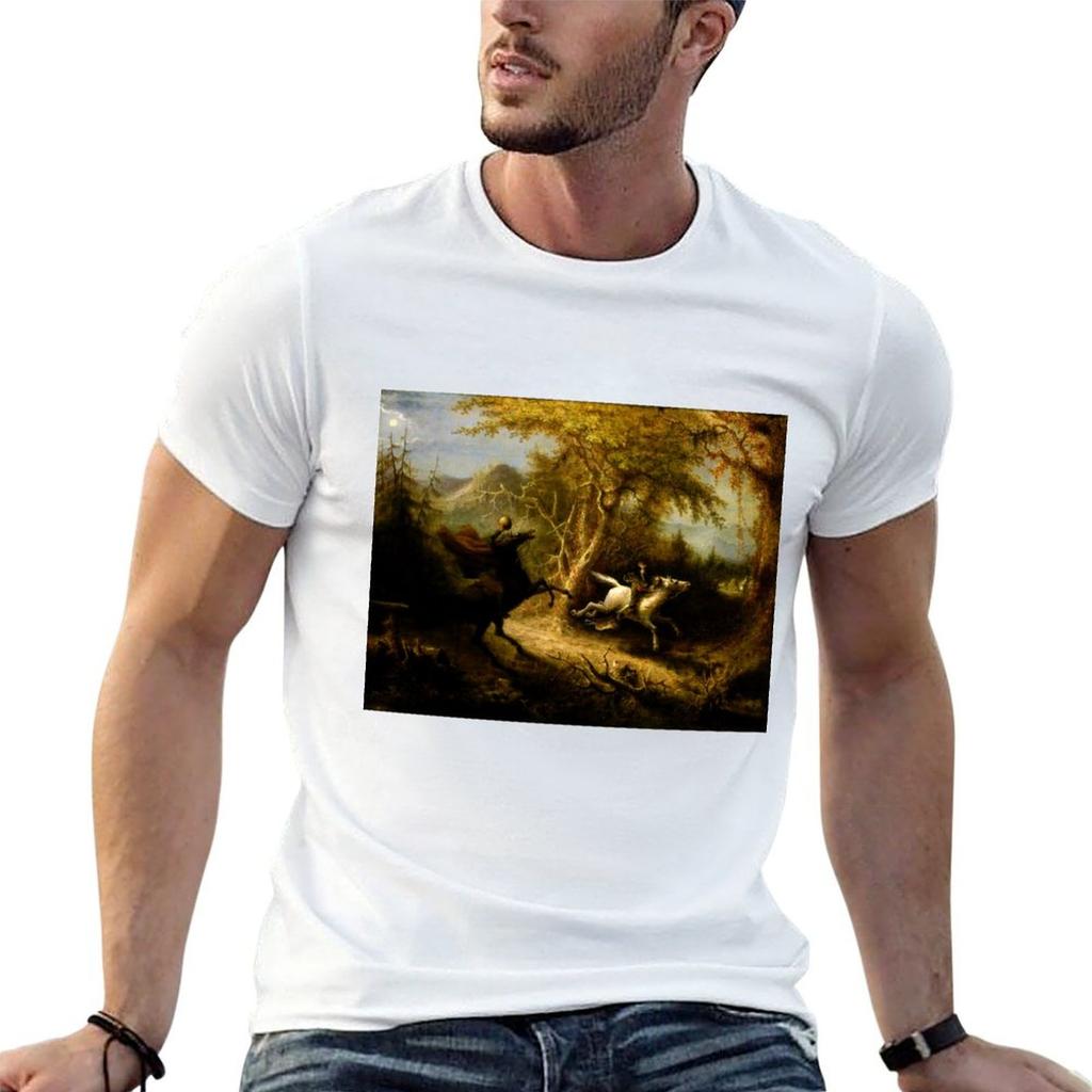 The Headless Horseunisex Pursuing Ichabod Crane Tshirt Nonshrink Basic Cotton Tshirt