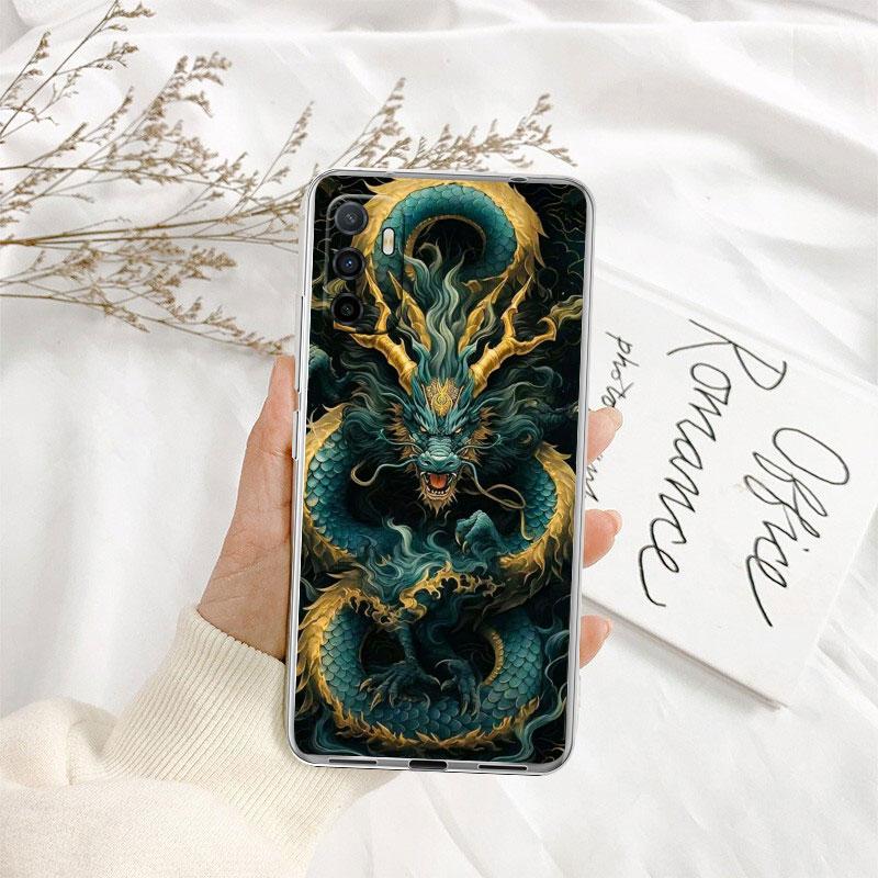 IK23 Chinese Dragon Transparent Phone Case for Motorola Moto G40 G04 G05 One Ace Action  Fusion + Plus Hyper Macro Vision Zoom