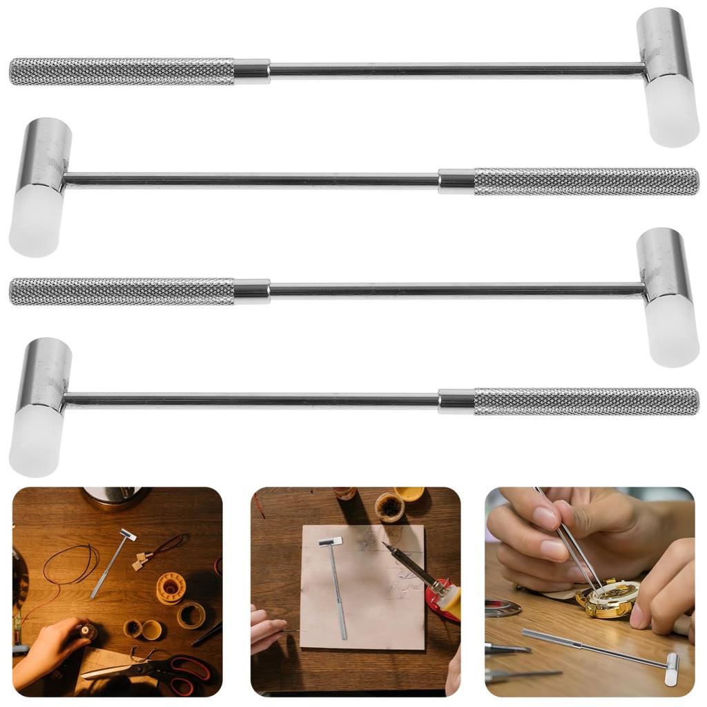 WOFASHPURET Watch Repair Hammer Set, 4-Piece Small Mallet Set, for Jewelry and Watch Maintenance, Lightweight 340g, Compact Design, Multifunctional