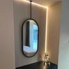 Double-Sided Oval Hanging Mirror with Light for Bathroom or Barber Shop