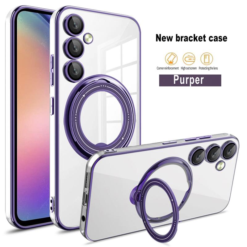 Anneau transparent plaqué souple pour étui de téléphone Magsafe pour Samsung Galaxy S23 S22 Ultra Plus S20 FE A04S A14 A24 A34 A54 A13 A32 A52 A12 4G 5G housse en Silicone