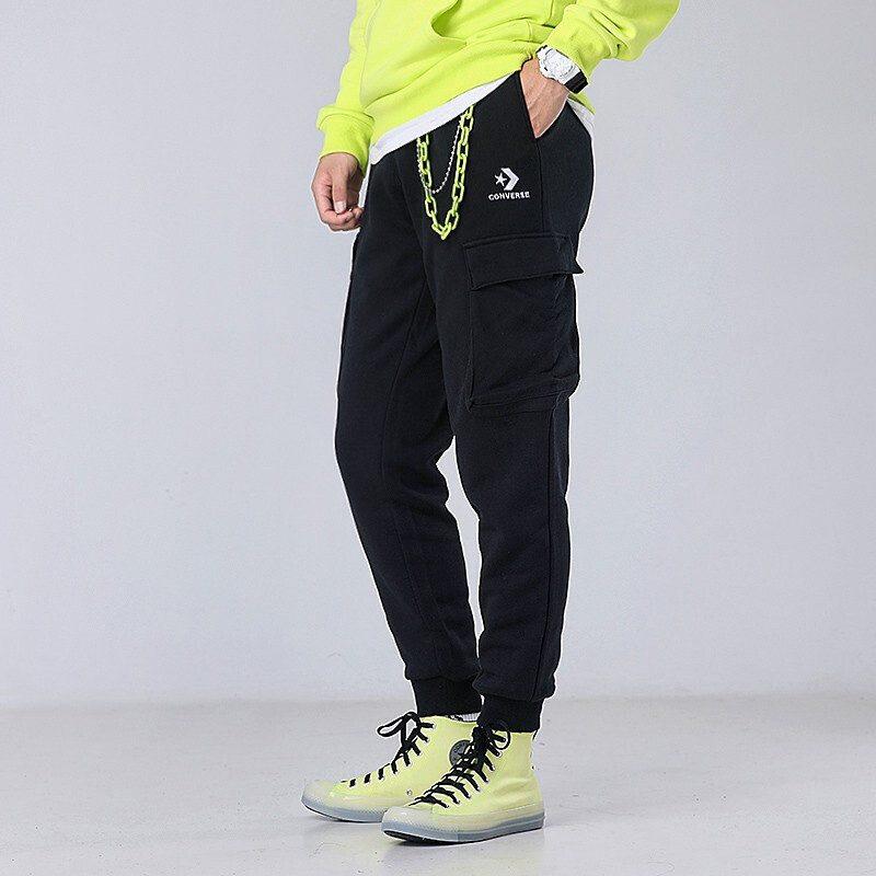 Converse Star Chevron EMB Cargo Pants Men's Black Thickened And Fleece Lined 10017878-A01