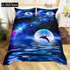 Blue Dolphin Bedding Set Comforter Queen Full SizeOcean Animal Bedding for Boys Kids Teen Boy Bedding with Pillowcases 3pcs