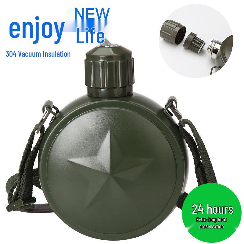 Military Stainless Steel Water Bottle - Drop-resistant Five-pointed Star Design for Outdoor Camps & Travel