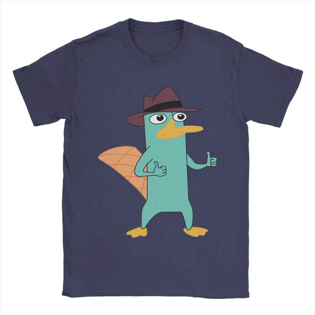 Magliette da Uomo Agente Perry il Ornitorinco Abbigliamento in Cotone Divertente Manica Corta Girocollo Maglietta 4XL 5XL T-Shirt