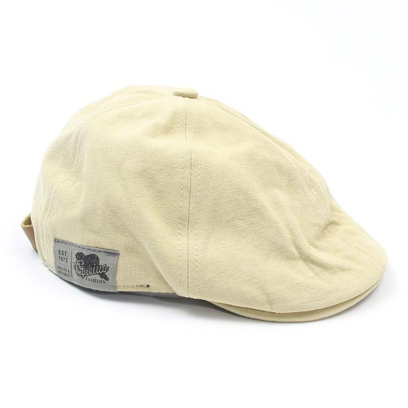 

Новая мужская винтажная льняная мода хип-хоп однотонный берет с боковой этикеткой 1973 женская шляпа винтажная шапочка берет в стиле толпы хаки