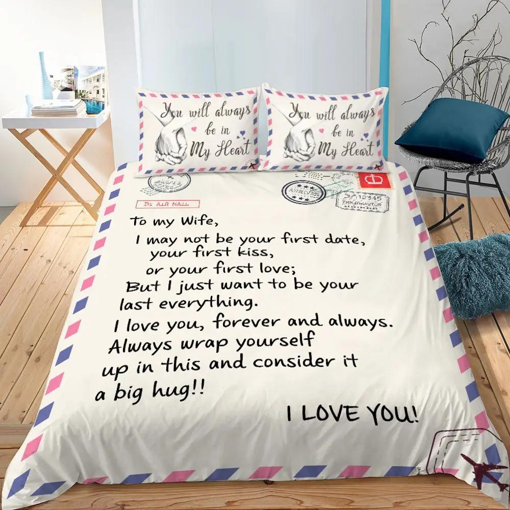 Mother's Day King Queen Duvet Cover Express Love for Mom Wife Bedding Set Colorful Floral Quilt Cover Polyester Comforter Cover