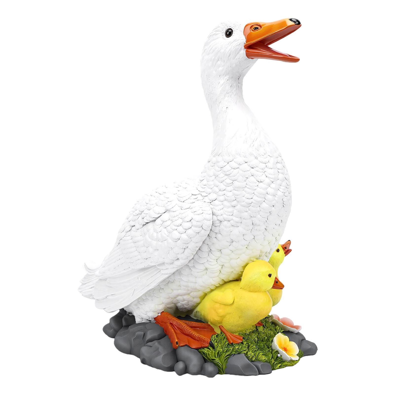 Duck Statue Garden Decor Resin Water Proof Mother Duck with Ducklings Figurine Lawn Ornament for Indoor Outdoor Patio