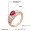 Unique Ethnic Bride Red Natural Zircon Ring For Women Fashion  Rose Gold  Color Mix Daily Jewelry Crystal Gift
