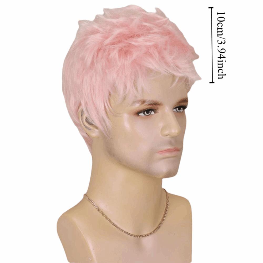 Synthetic Pink Pixie Cut Wig Natural Halloween Cosplay Wig for Women Men