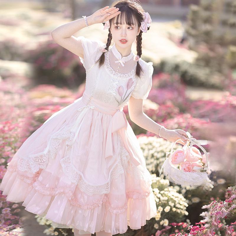 

Original Design Sweet Lolita Dress with Flowers & Poetry OP S