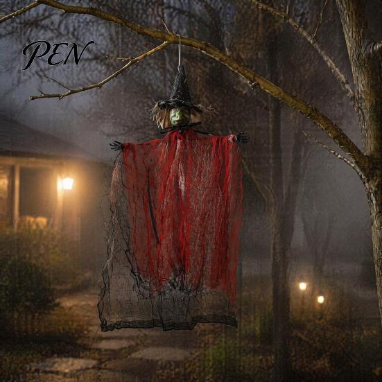 Scary Party Hanging Decor Spooky Witch Halloween Decoration, Ghost Ornament Scene Layout Supplies for Haunted House, Indoor Outdoor Tree Yard