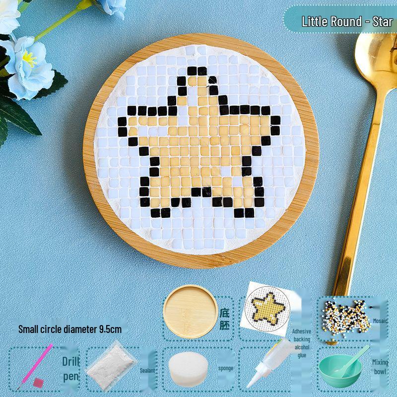 Handmade Glass Mosaic Cup Mat Pixel Puzzle DIY Kit - Educational Toy