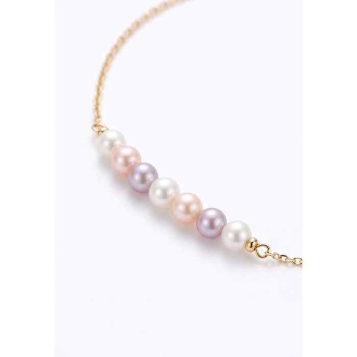 Bracelet - Pearls & Colors - 7 Perles de Culture d'Eau Douce Multicolores - Or Jaune 375/1000 - 18 cm - Femme