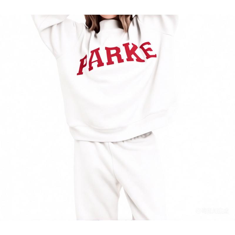 Lente 2026 PARKE Dames Crewneck Katoenen Sweatshirt met Letterprint - Casual Losse Top