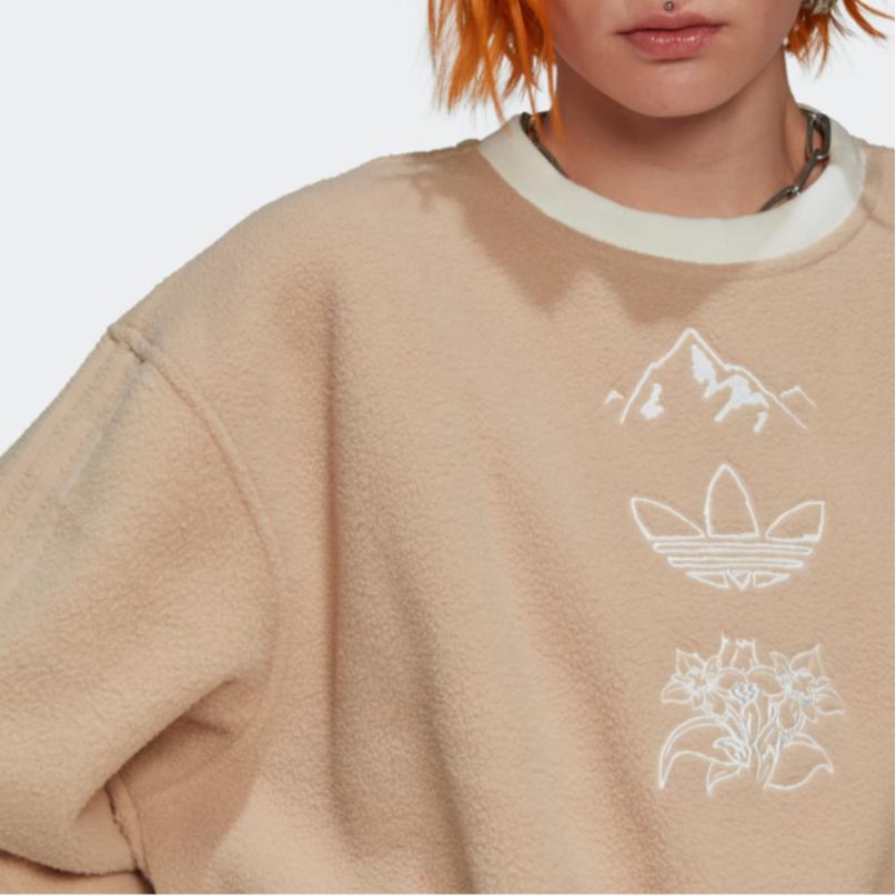 adidas Originals Trefoil Graphic Sweater With Embroidered Logo Women Tops Light-Brown HM1607