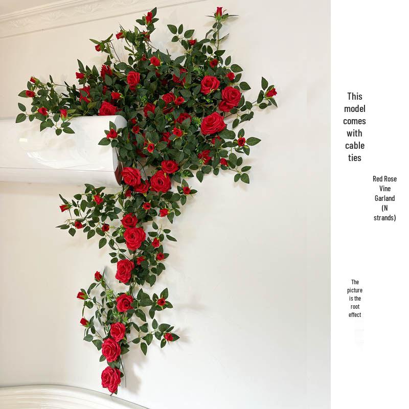 Rose Vine Artificial Flower Decor for Air Conditioner Pipes or Balcony Railings
