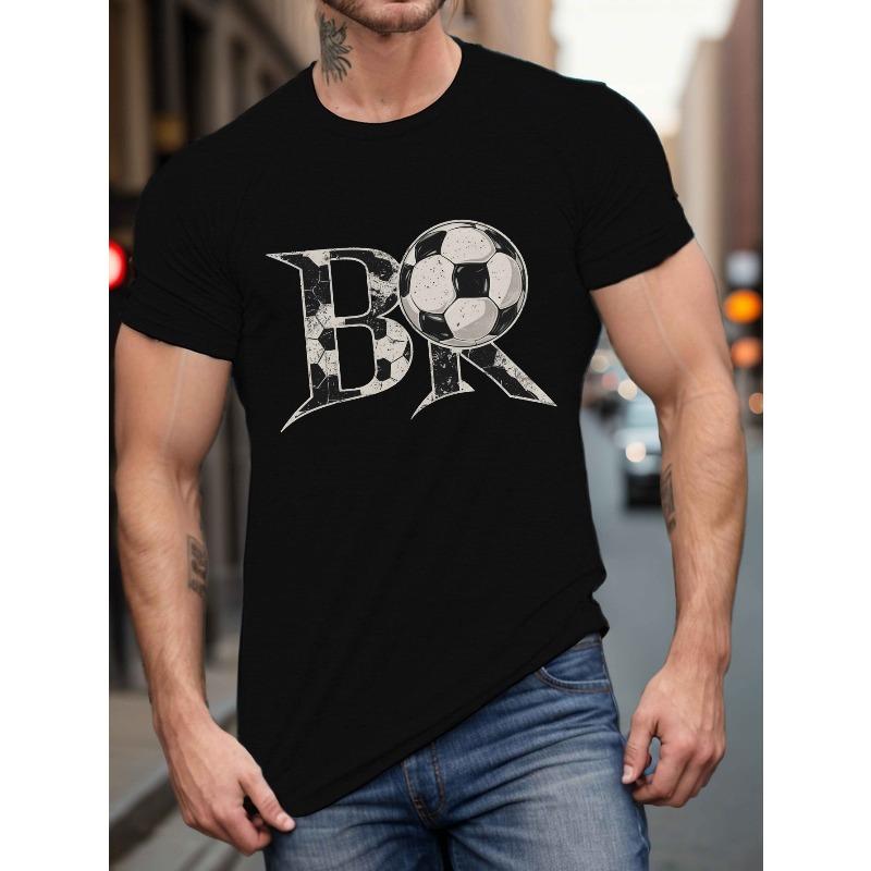

European sizes BR Soccer Graphic T-Shirt Featuring a Bold BR Print - Casual Short-Sleeve Crew Neck Fan Tee with a Brazilian Style Design S чёрный