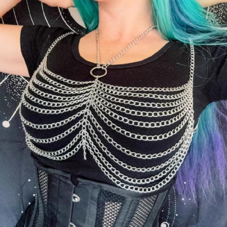 Fashionable Metal Body Chain Unique Chain Necklace Statement Metal Body Accessory for Confident Women Easy to Adjust
