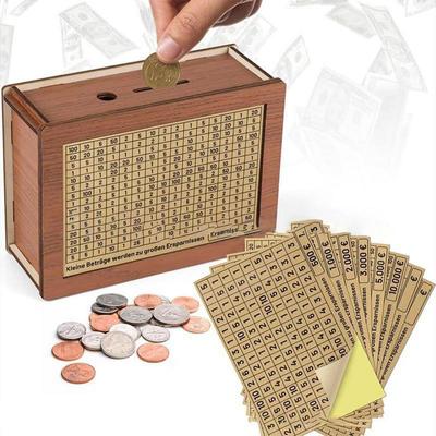 Wooden Money Saving Box With Counter Money Box For Cash Saver Wooden Piggy Bank with Reusable Money Box with Saving Goal