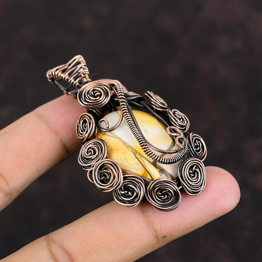 Brecciated Mookaite Pendant Copper Wire Wrapped Jewelry Handmade Wire Wrapped Pendant Gemstone Jewelry Gift For Mom Beautiful Copper Pendant