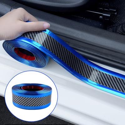 1 metre Mavi Karbon Fiber Kalıplama Şerit Araba Kapı Pedalı Tampon DIY Kapı Eşiği Koruyucu Kenar Koruma Çoğu Araba Kamyon