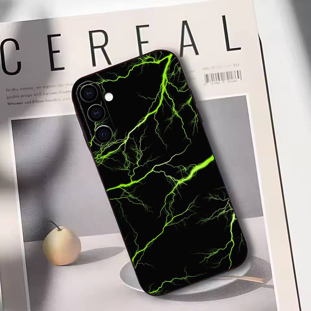 Lightning Realistic Aesthetic Phone Case For Samsung Galaxy A73,A72,A71,A70,A53,A52,A51,Others Soft Black Cover