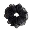 French Black White Lace Embroidery Flower Large Intestine Hair Band Ball Head Hair Rope Head Flower High Quality Hairaccessories