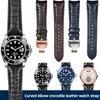 20mm 22mm Curved Crocodile Skin WatchBand For Rolex Omega Tissot IWC Seiko Watch Strap Men's Soft Genuine Leather Bracelet Band
