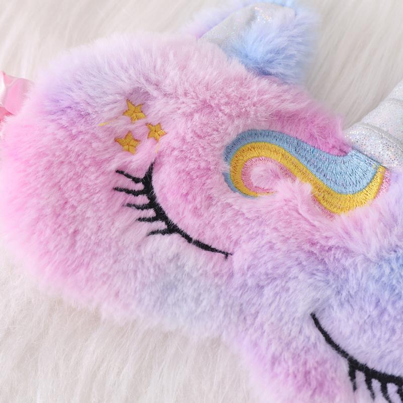 Plysj øyelapp Sovebind for reisehvile Myk Sovemaske Øyemasker Søt Glitter Unicorn øyedeksel