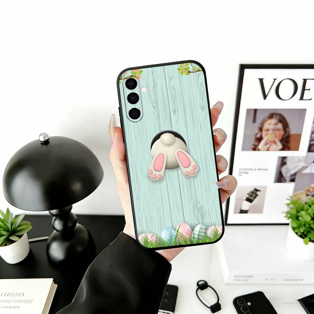 Easter Pattern Phone Case For Samsung Galaxy A73,A72,A71,A70,A53,A52,A51,Others Soft Black Cover