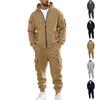 Men's Fleece-Lined Hoodie and Long Pants Sports Set - Winter European and American Style