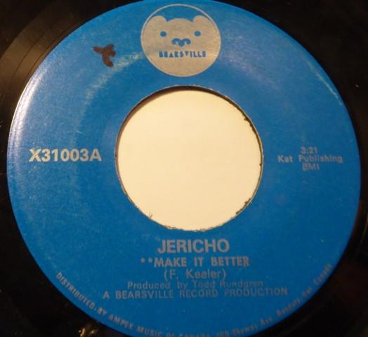 

7inch Record JERICHO 18 Make It Better Cheater Man AS19279 Bearsville 1971 Canada Rock Used